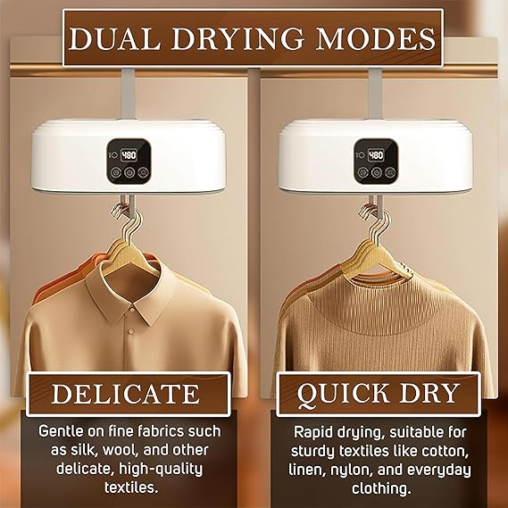 Premium Electric Dryer Machine for Clothes Automatic Mini Clothes Dryer Machine with Hanger, Rack, and Heater for Home, Travel, Dress, Baby Clothing, Towels, and Instant Drying