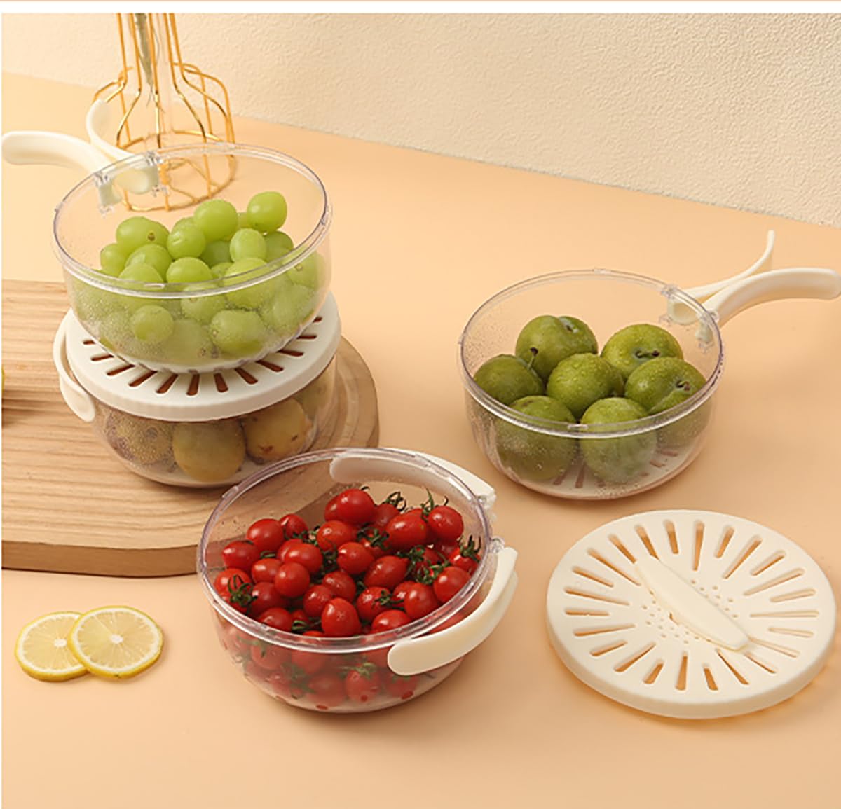 2 In 1 storage containers Foldable Kitchen Drain Basket With Cover