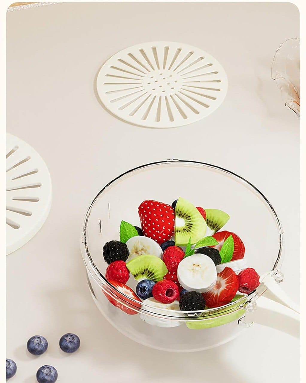 2 In 1 storage containers Foldable Kitchen Drain Basket With Cover