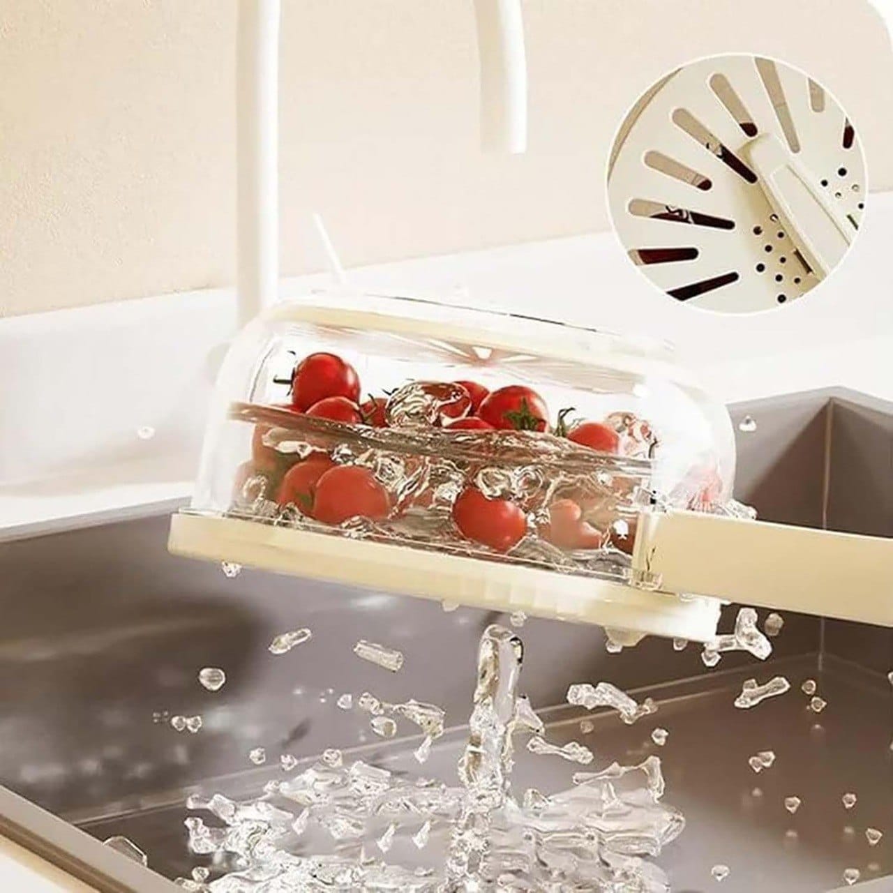2 In 1 storage containers Foldable Kitchen Drain Basket With Cover