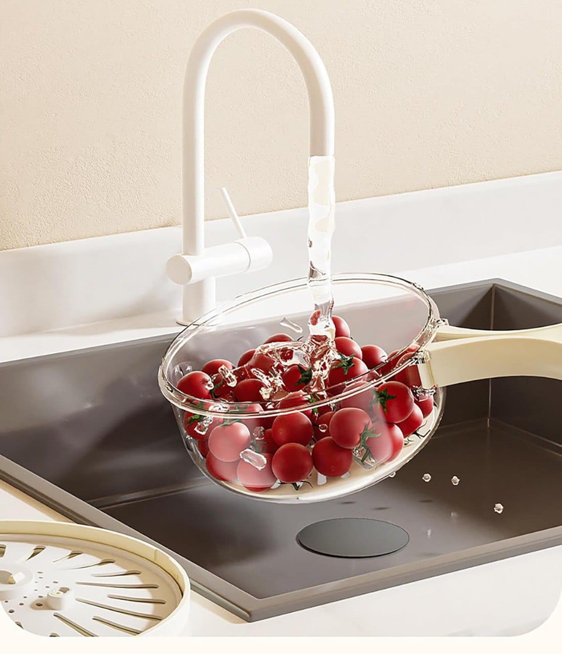 2 In 1 storage containers Foldable Kitchen Drain Basket With Cover