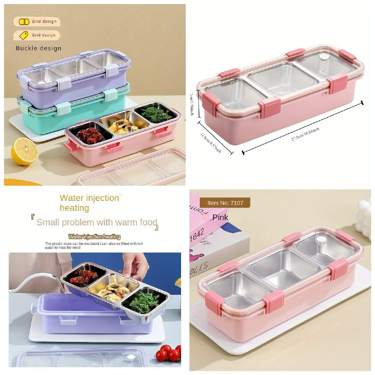 3-Grid Stainless Steel Bento Lunch Box 🍱