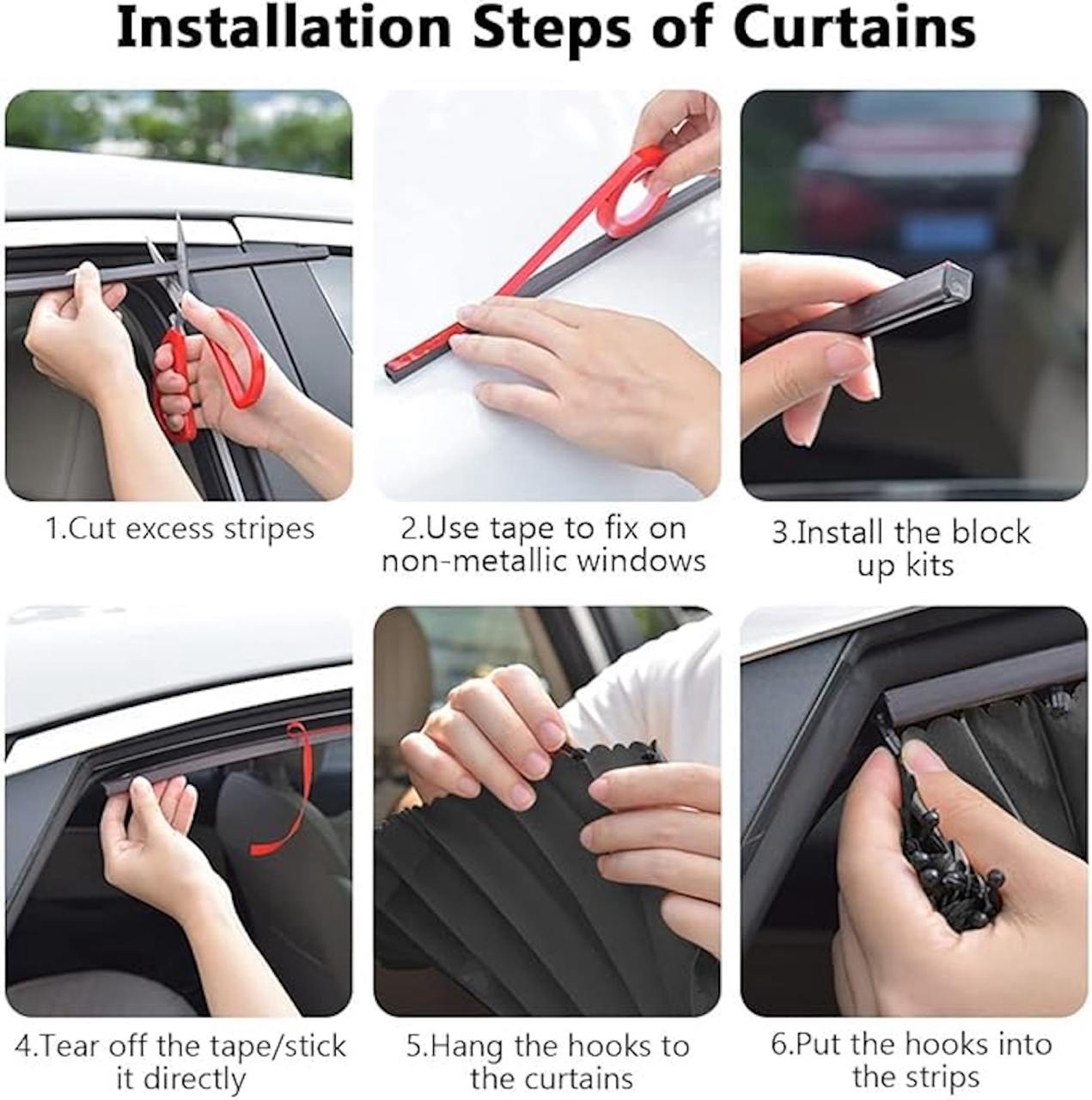 4pcs Universal Fit Magnetic Car Side Window Curtains