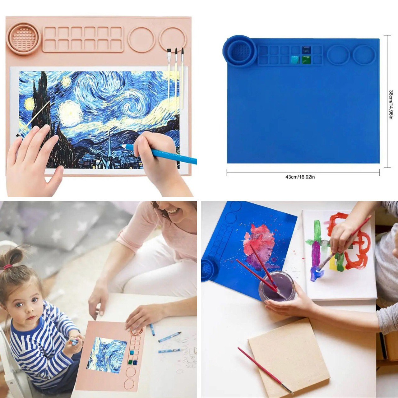 Silicone Art Mat with Cleaning Cup