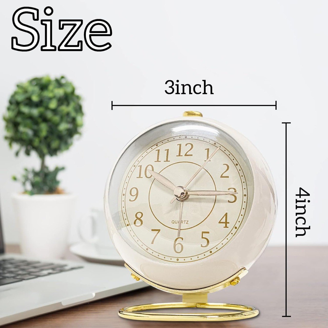 Retro Backlight Cute Simple Design Small Desk Clock with Night Light