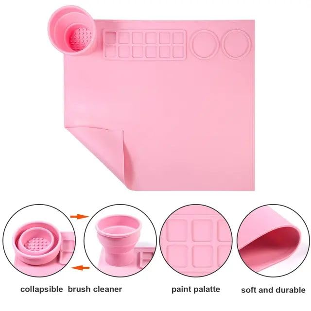 Silicone Art Mat with Cleaning Cup