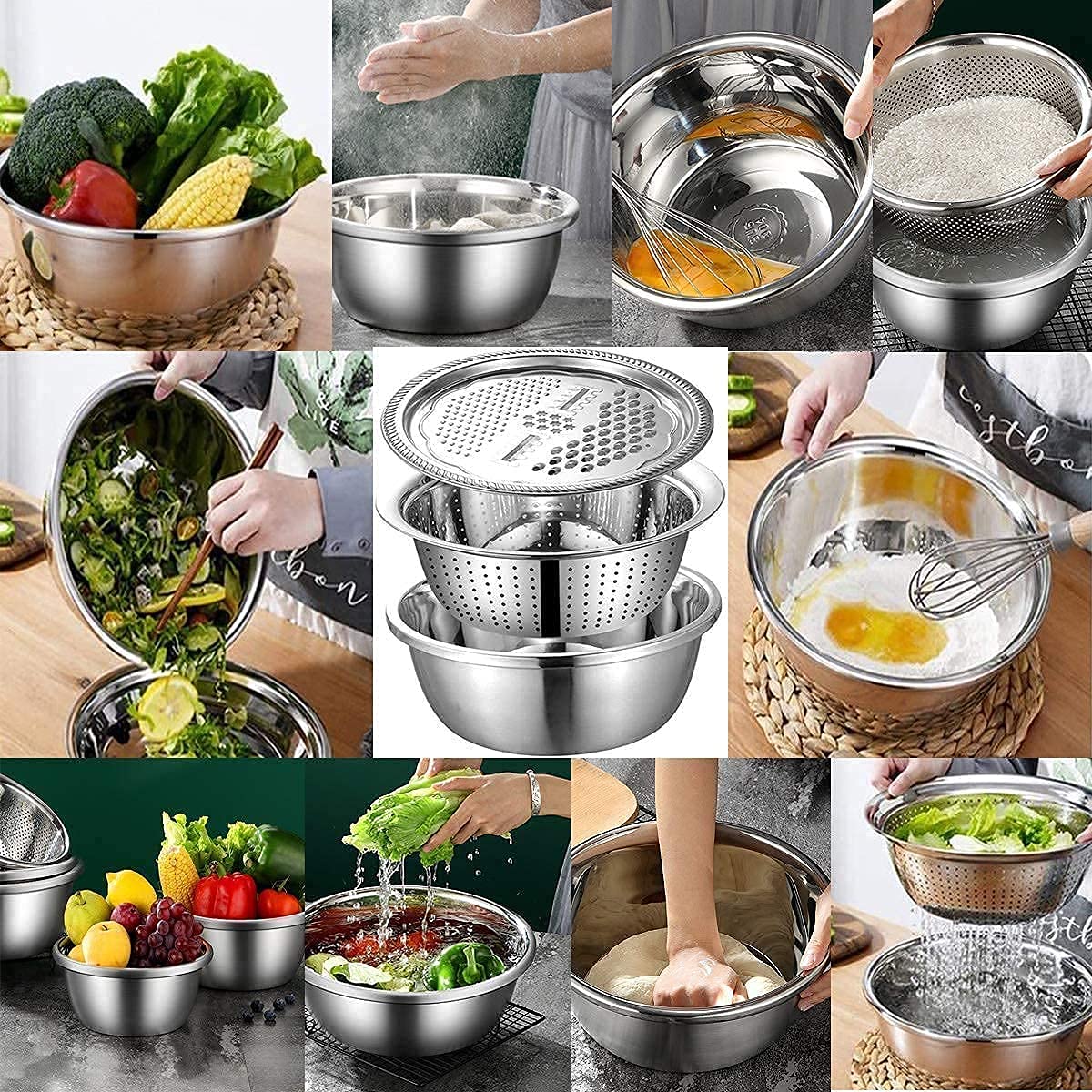 3 in 1 Multifunctional Grater Basin Stainless Steel