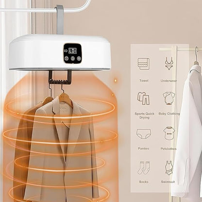 Premium Electric Dryer Machine for Clothes Automatic Mini Clothes Dryer Machine with Hanger, Rack, and Heater for Home, Travel, Dress, Baby Clothing, Towels, and Instant Drying