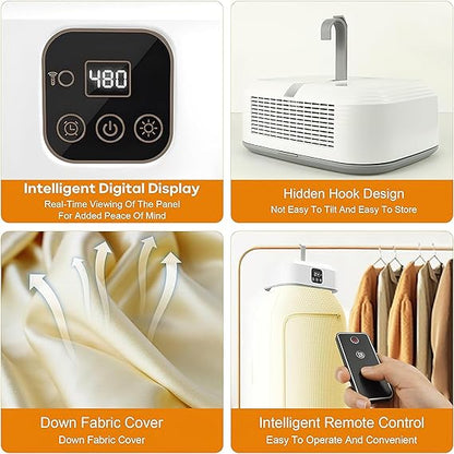 Premium Electric Dryer Machine for Clothes Automatic Mini Clothes Dryer Machine with Hanger, Rack, and Heater for Home, Travel, Dress, Baby Clothing, Towels, and Instant Drying