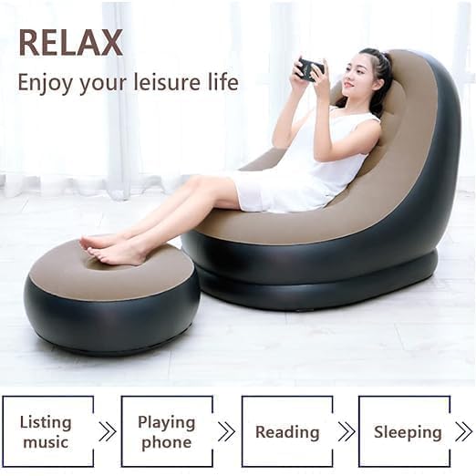 Inflatable Chair With Foot Stool and With Adeed Household Air Pump