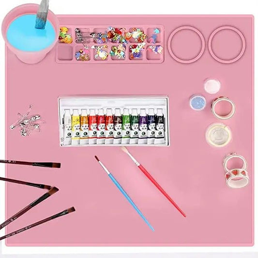 Silicone Art Mat with Cleaning Cup
