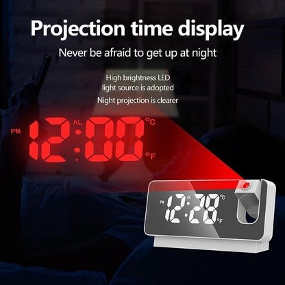 Digital Alarm Clock with 180° Rotatable Time Projection