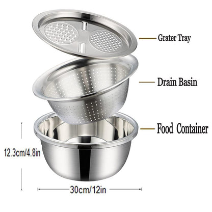 3 in 1 Multifunctional Grater Basin Stainless Steel