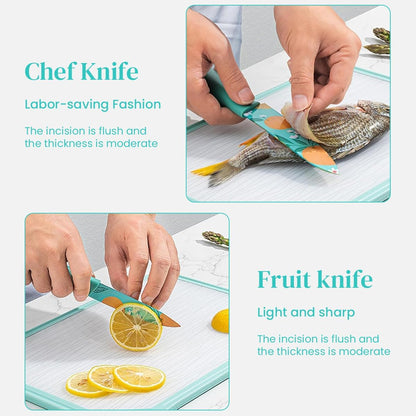 Printed Knife Set Of 3  Blue - Red - Green