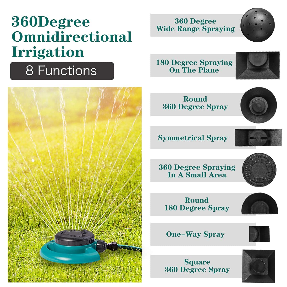 360 ° Rotating Adjustable Round 3 Arm Lawn Water Sprinkler
