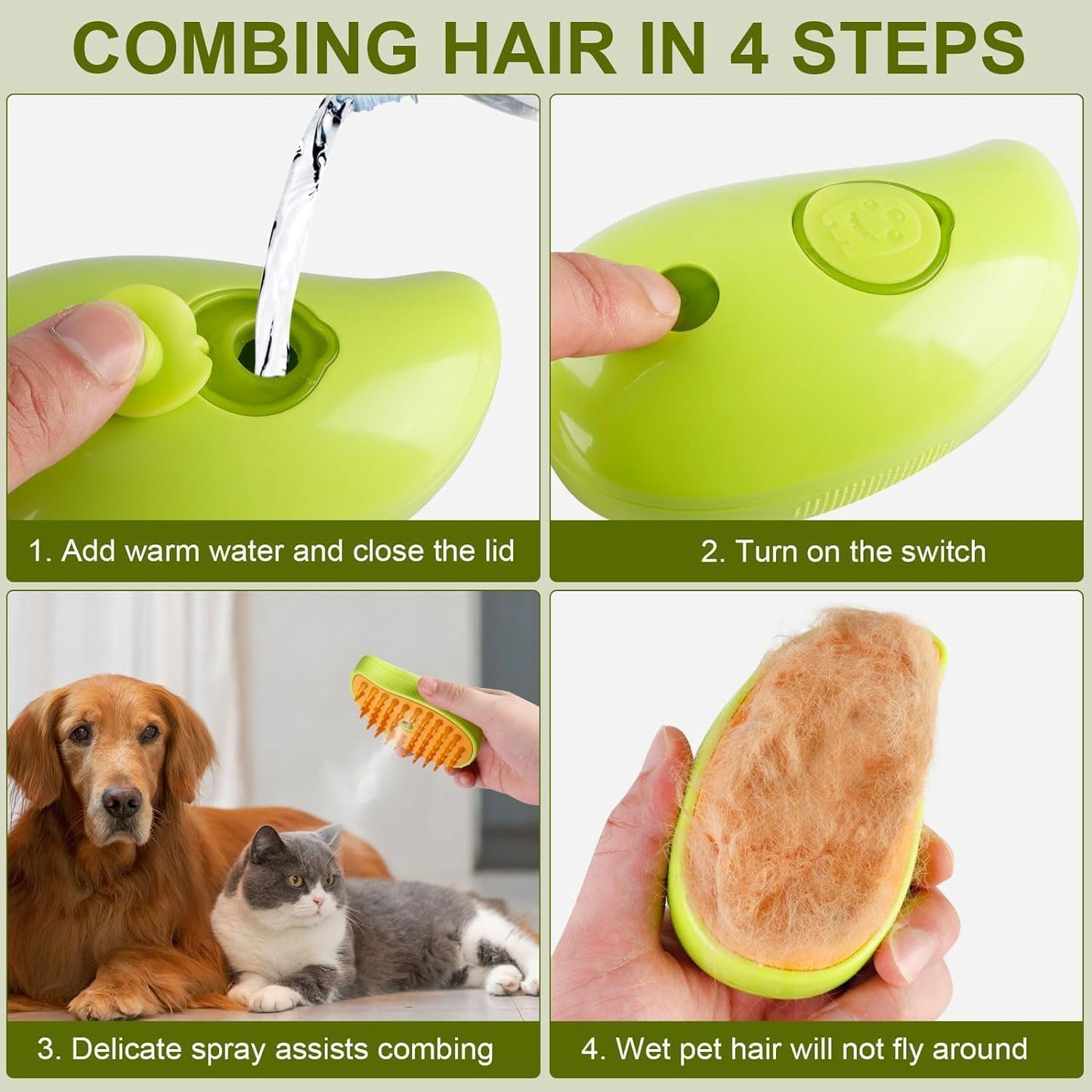 Versatile Pet Grooming Brush for Cats & Dogs