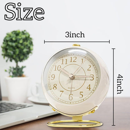Retro Backlight Cute Simple Design Small Desk Clock with Night Light