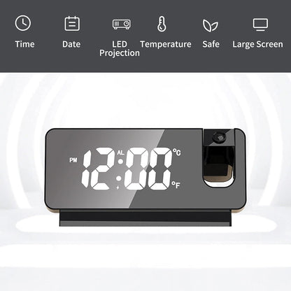 Digital Alarm Clock with 180° Rotatable Time Projection
