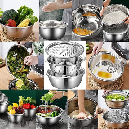 3 in 1 Multifunctional Grater Basin Stainless Steel